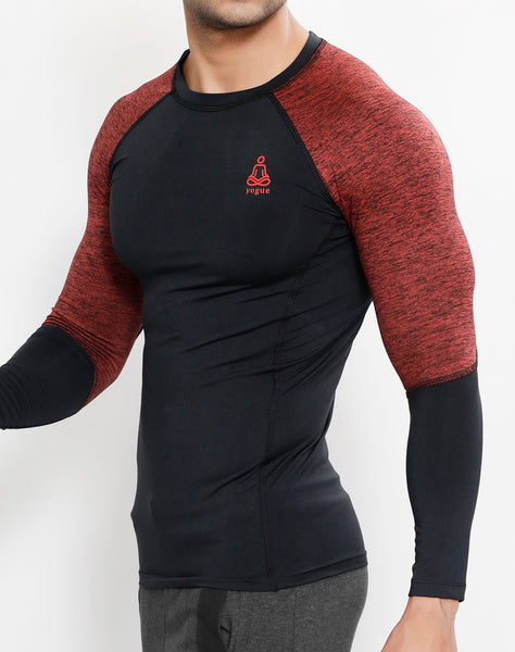 Charcoal Red Texture Full Sleeve Compression