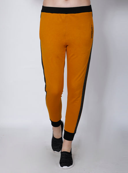 Mustard Joggers with Black Stripes