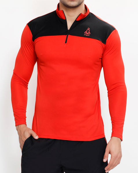 Red Black Half Zipper