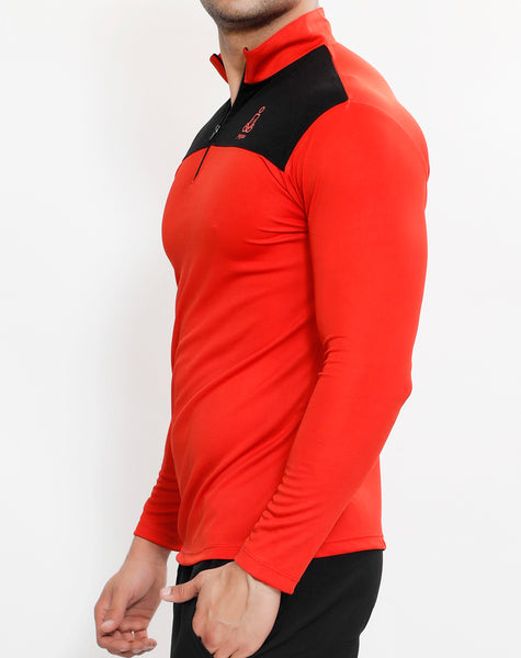 Red Black Half Zipper