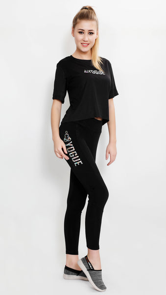 Black Tights with Glitter Logo