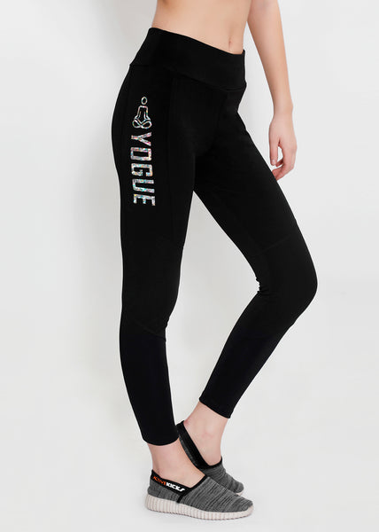 Black Tights with Glitter Logo