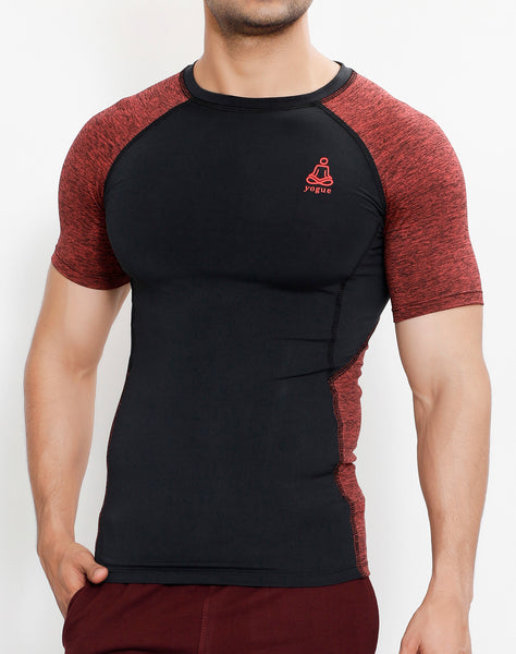 Charcoal Red Texture Compression T-Shirt