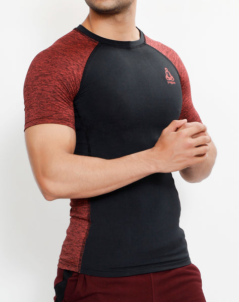 Charcoal Red Texture Compression T-Shirt