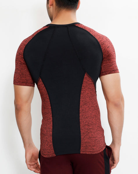 Charcoal Red Texture Compression T-Shirt