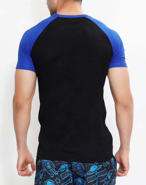 Black & Royal Blue Half Sleeve T-Shirt