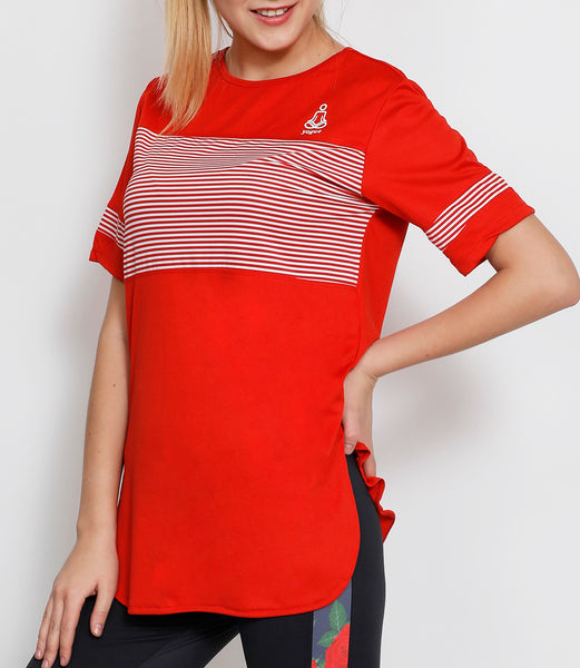 Red & White Stripes Long T-Shirt