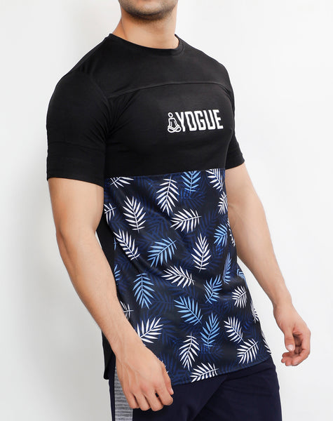 Black Leafy Long T-Shirt