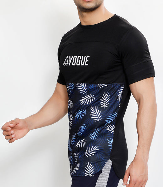 Black Leafy Long T-Shirt