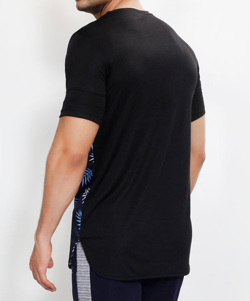Black Leafy Long T-Shirt