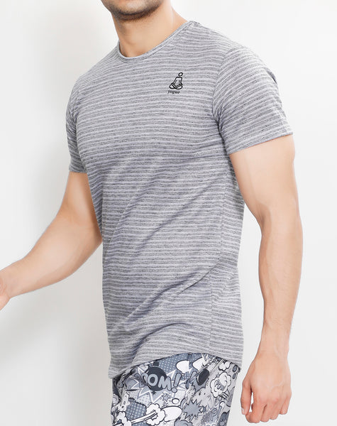 Sky Grey Stripes Roundneck T-Shirt