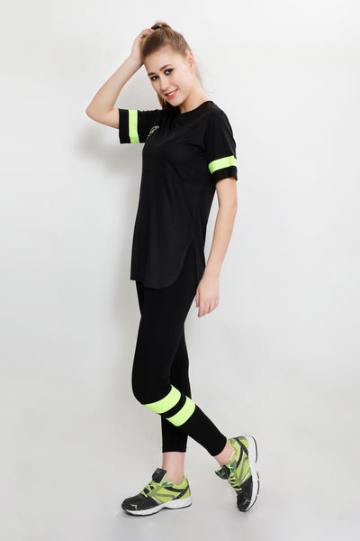 Black Lemon Stripes Long T-Shirt