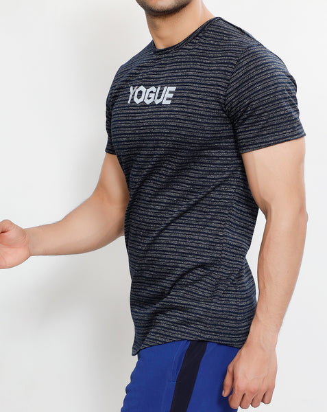 Navy Grey Stripes Roundneck T-Shirt