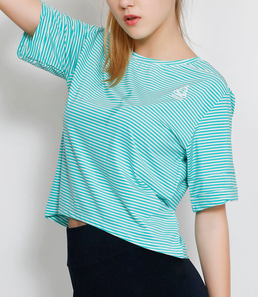 Green Stripes Crop Top