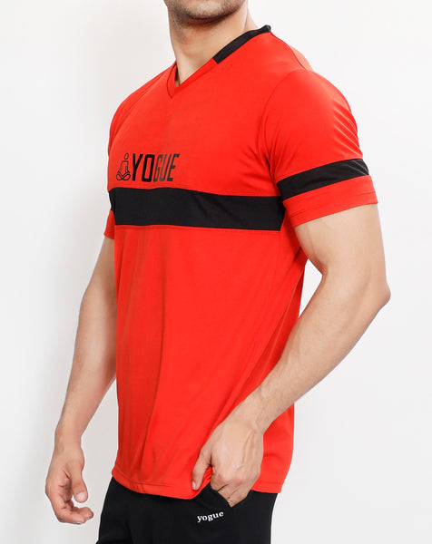 Red & Black V-Neck T-Shirt