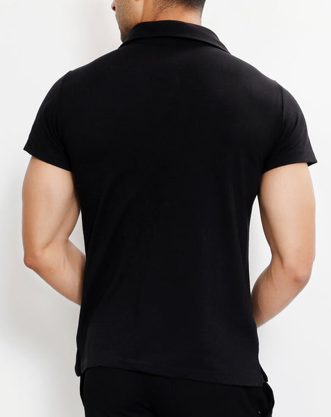 Black Tricolor Premium Cotton Polo