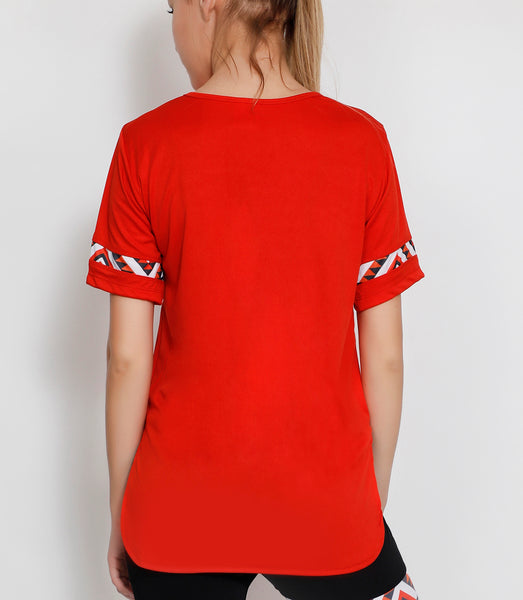 Red Zigzag Long T-Shirt