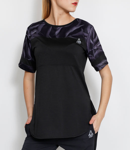 Charcoal Leafy Long T-Shirt