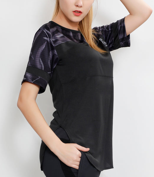 Charcoal Leafy Long T-Shirt