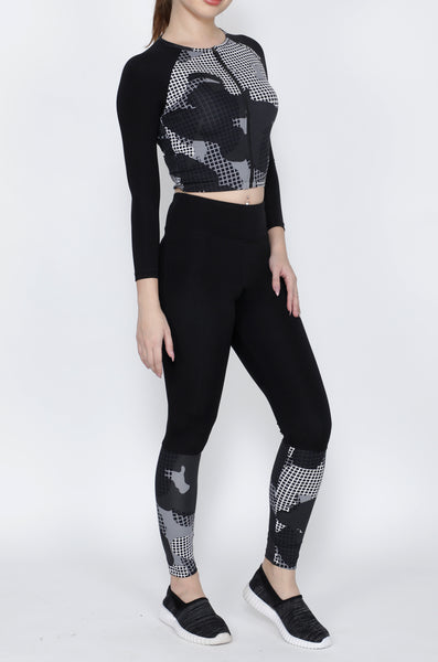 Shop The Look - Crop Zipper + Tights - Square Grid