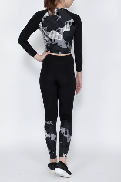 Shop The Look - Crop Zipper + Tights - Square Grid