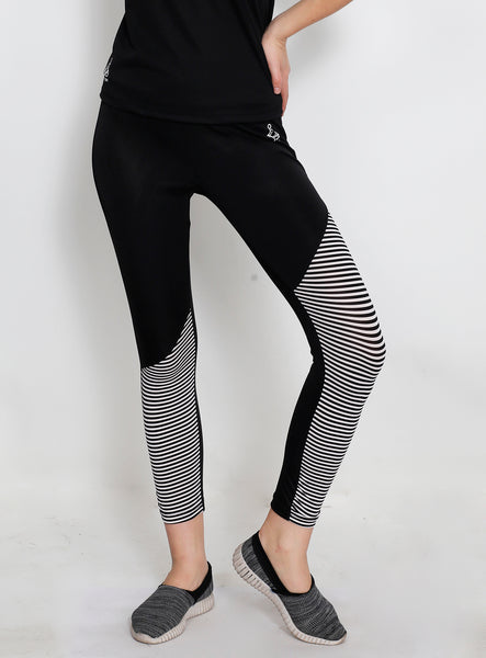 Black & White Stripes SlantCut Tights