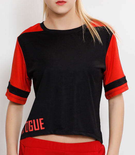 Red Black Crop Top