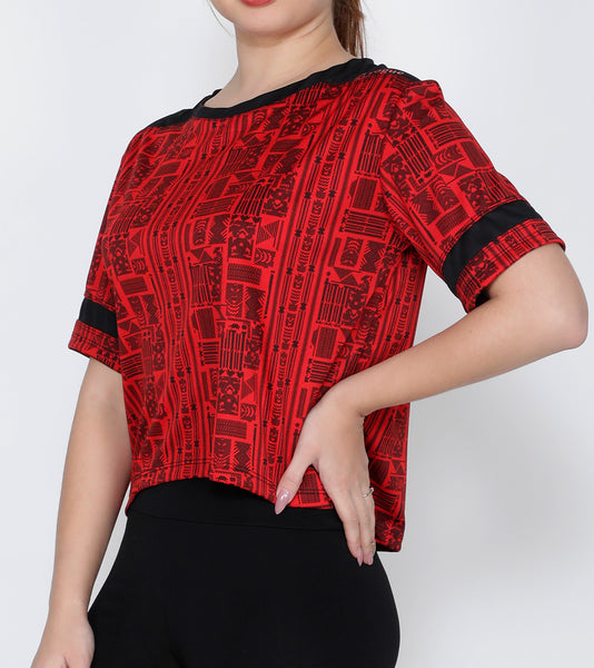 Red Aztec Crop Top