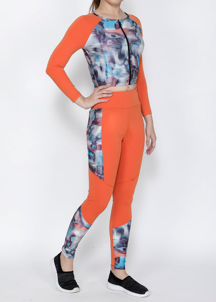 Shop The Look - Crop Zipper + Leggings - Orange Hazy