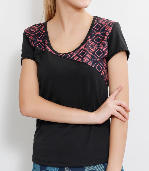 Charcoal Pink Squares Oblique T-Shirt