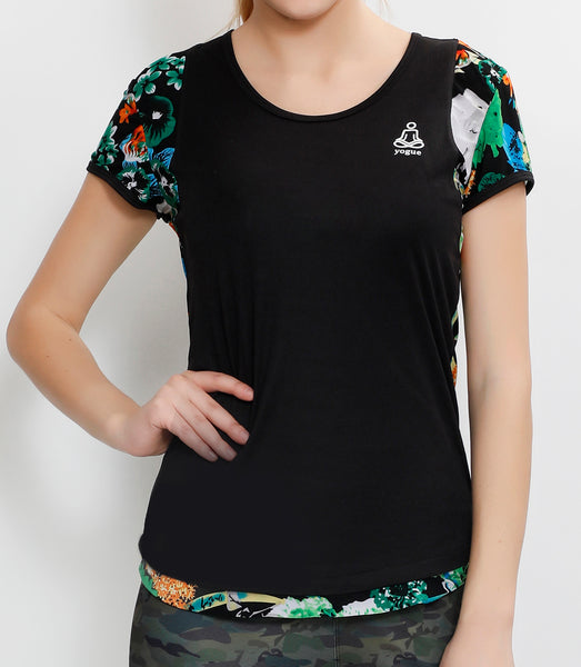 Black Floral Racerback T-Shirt