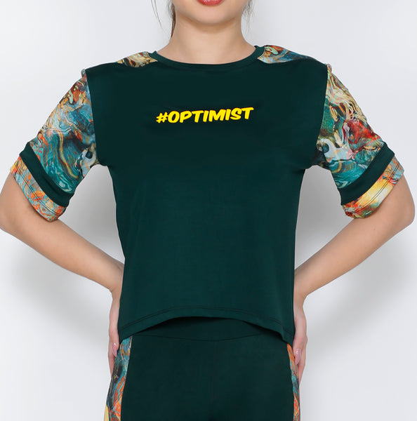 Green Color Mix Optimist Crop Top