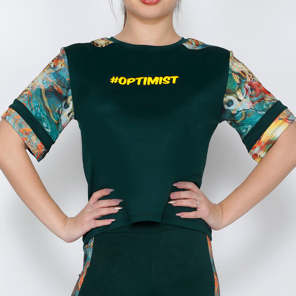 Green Color Mix Optimist Crop Top