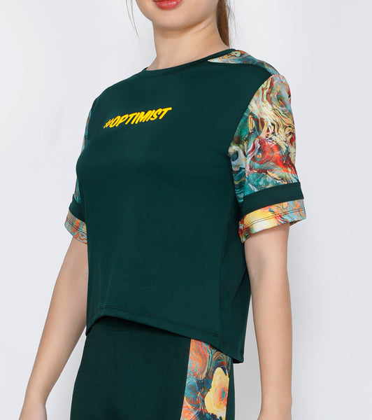 Green Color Mix Optimist Crop Top