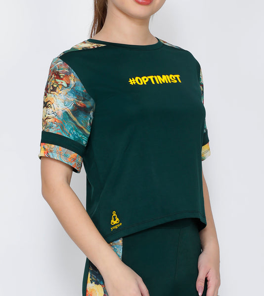 Green Color Mix Optimist Crop Top