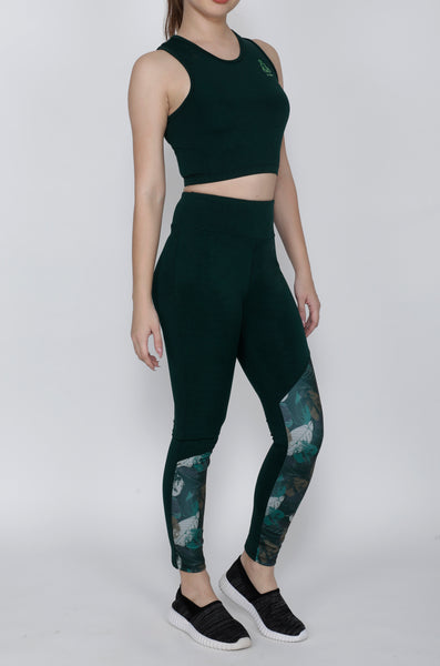 Shop The Look - Compression Top + Tights - Green Leafy