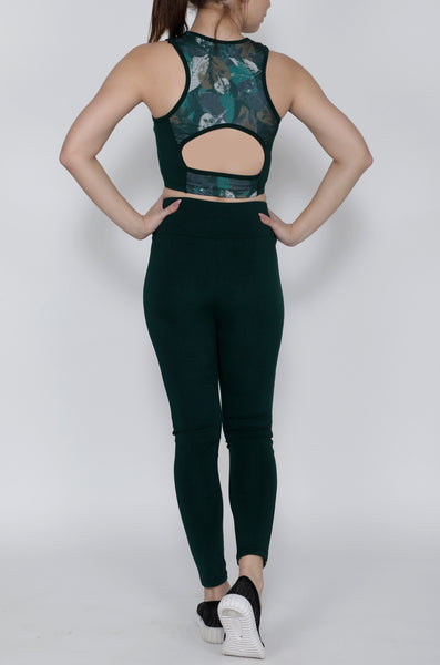 Shop The Look - Compression Top + Tights - Green Leafy