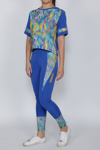 Shop The Look - Crop Top + Tights - Blue Mirage