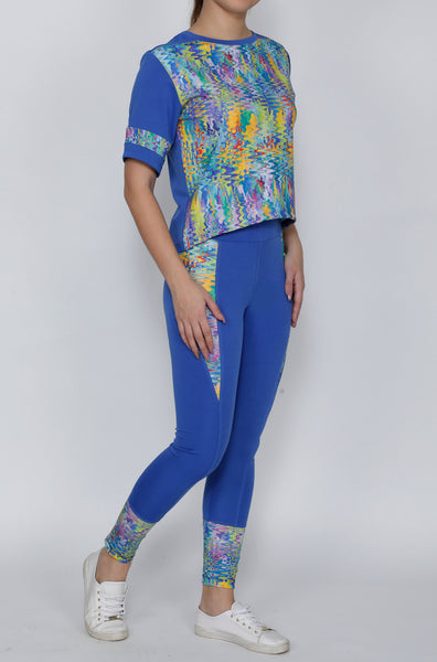 Shop The Look - Crop Top + Tights - Blue Mirage