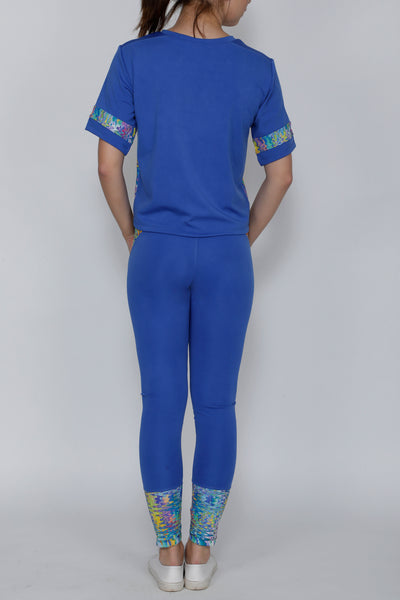 Shop The Look - Crop Top + Tights - Blue Mirage