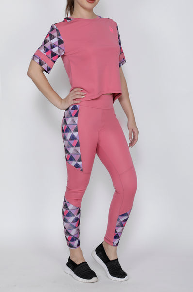 Shop The Look - Crop Top + Tights - Pink Triangles