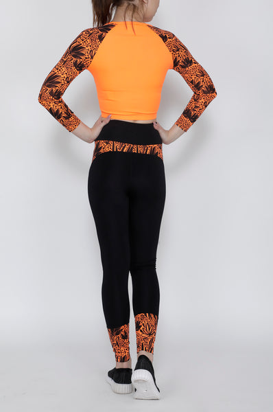 Shop The Look - Crop Zipper + Tights - Orange Black