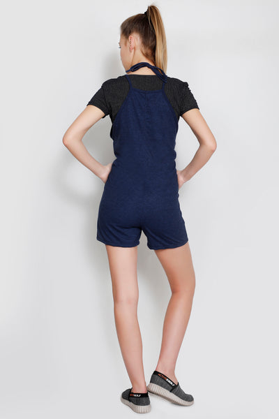 Blue Texture Short Length Jumpsuit