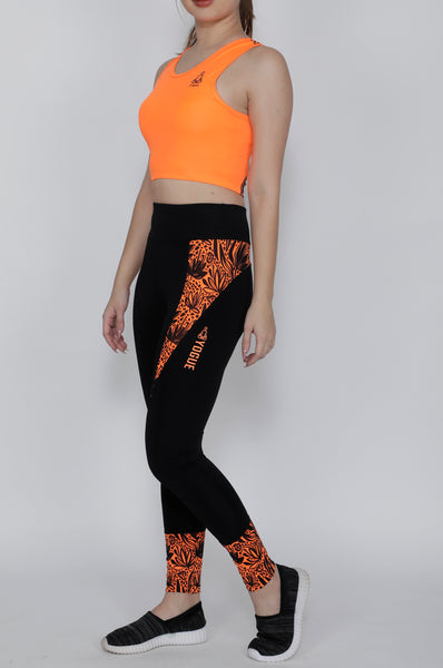 Shop The Look - Compression Top + Tights - Orange Black