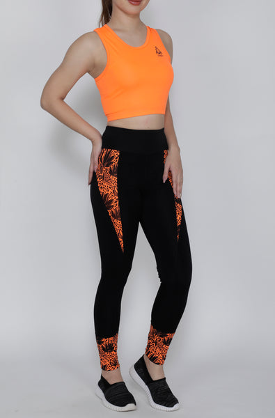 Shop The Look - Compression Top + Tights - Orange Black