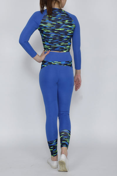 Shop The Look - Crop Zipper + Tights - Blue & Black Illusion
