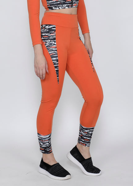 Orange Wavy Convex-Cut Tights