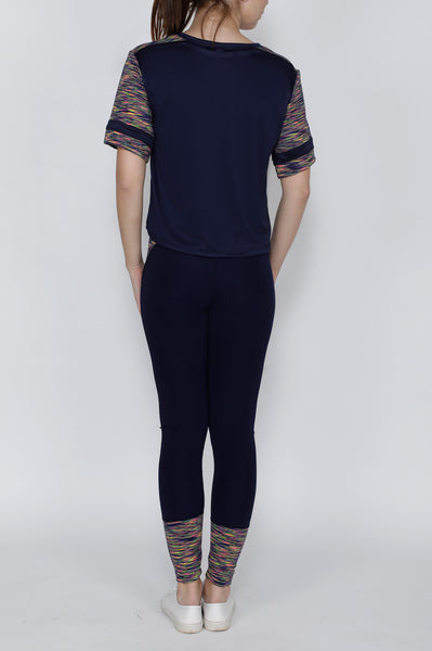 Shop The Look - Crop Top + Tights - Navy Streaks
