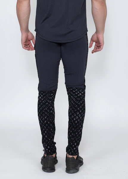 Charcoal Abstract Black Slim-Fit Trackpants