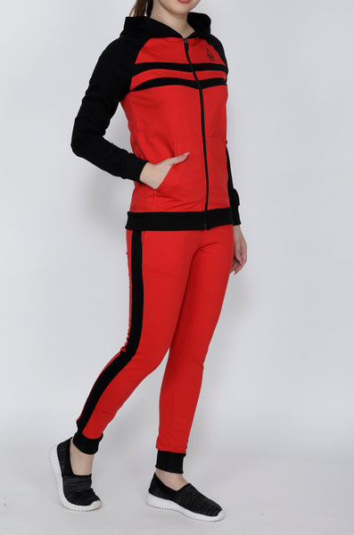 Red and Black Stripes Tracksuit